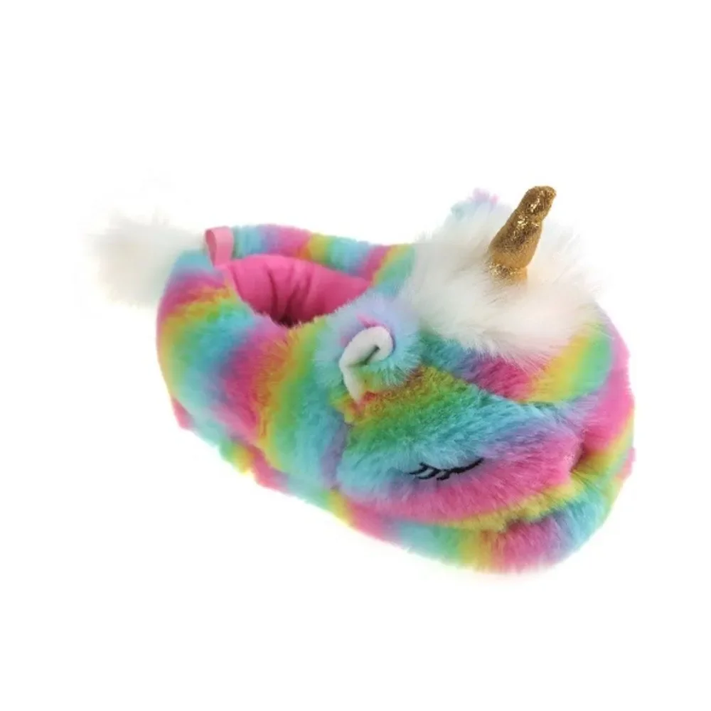 Toddler Baby Girls Plush Critter Unicorn Fuzzy Comfy Slippers Shoes Size 7/8